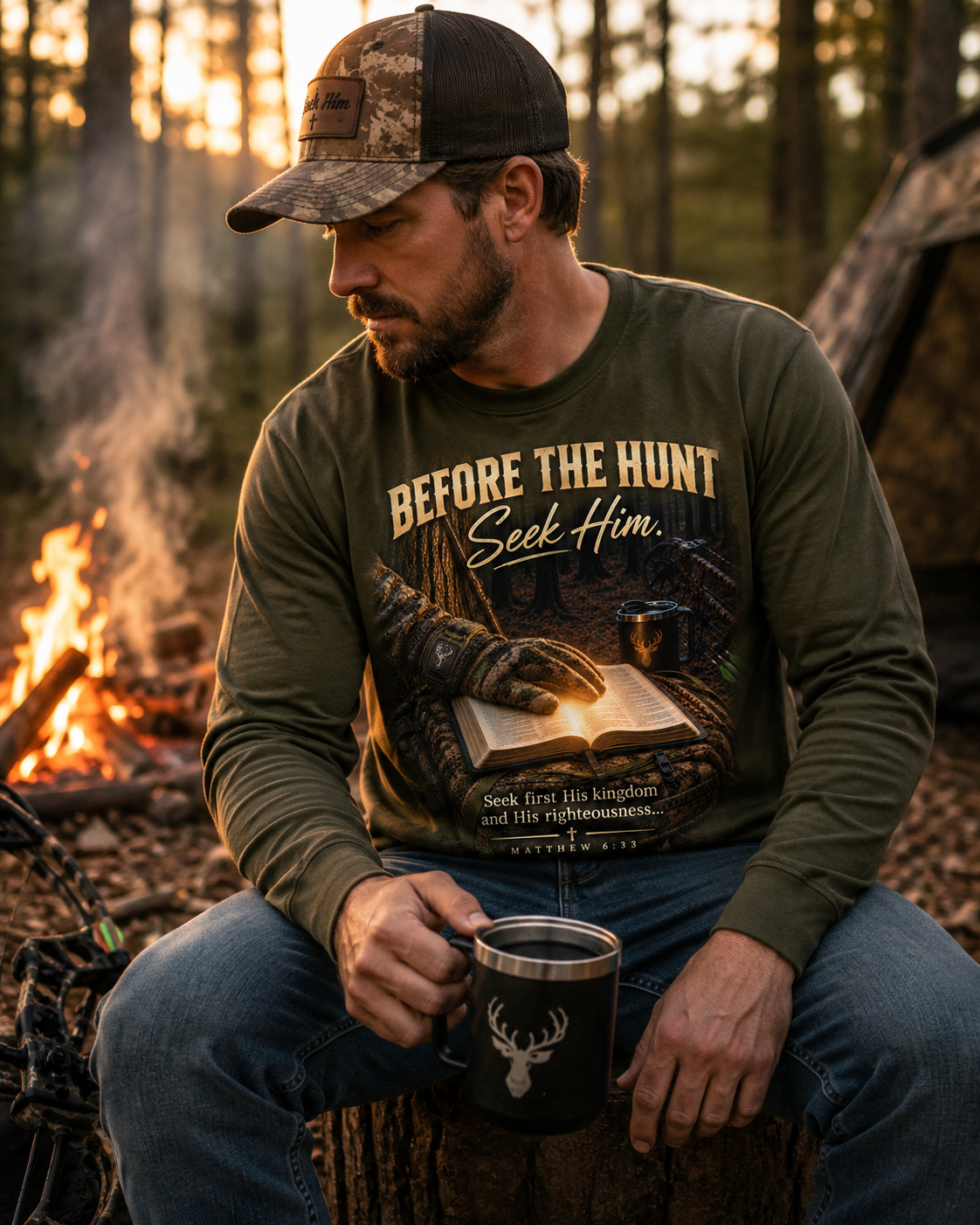 Before the Hunt | Christian Hunting Long Sleeve Shirt | Matthew 6:33